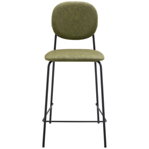 Lot de 2 tabourets de bar en simili vert EDMOND