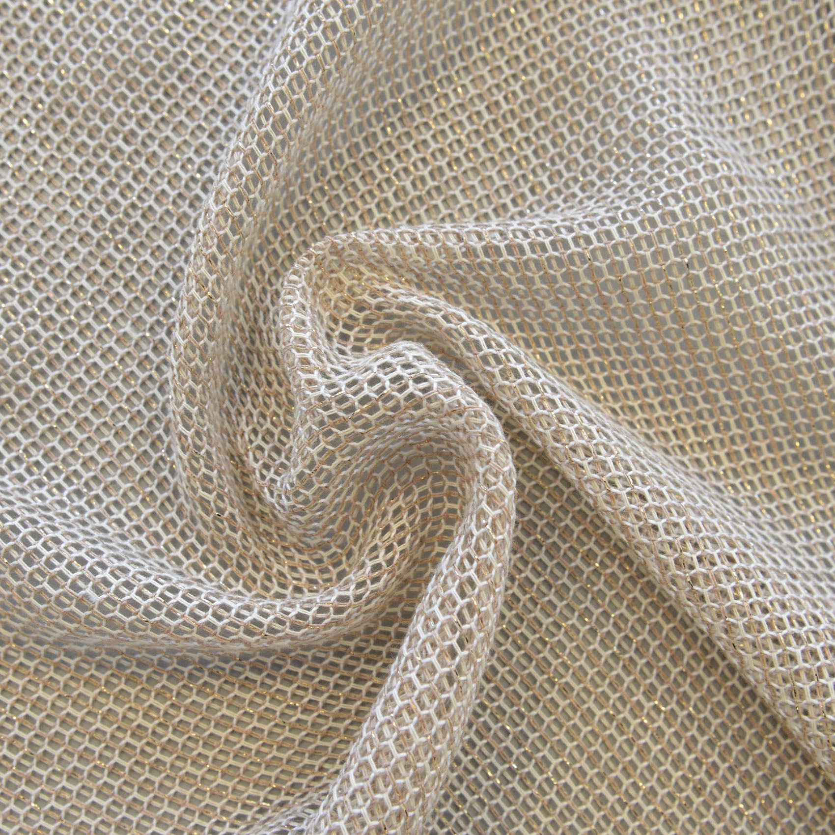 Tissu en filet avec fils métal - Beige