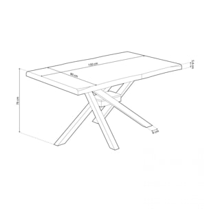 Mesa de comedor Xena Fit 150 Negro - Roble