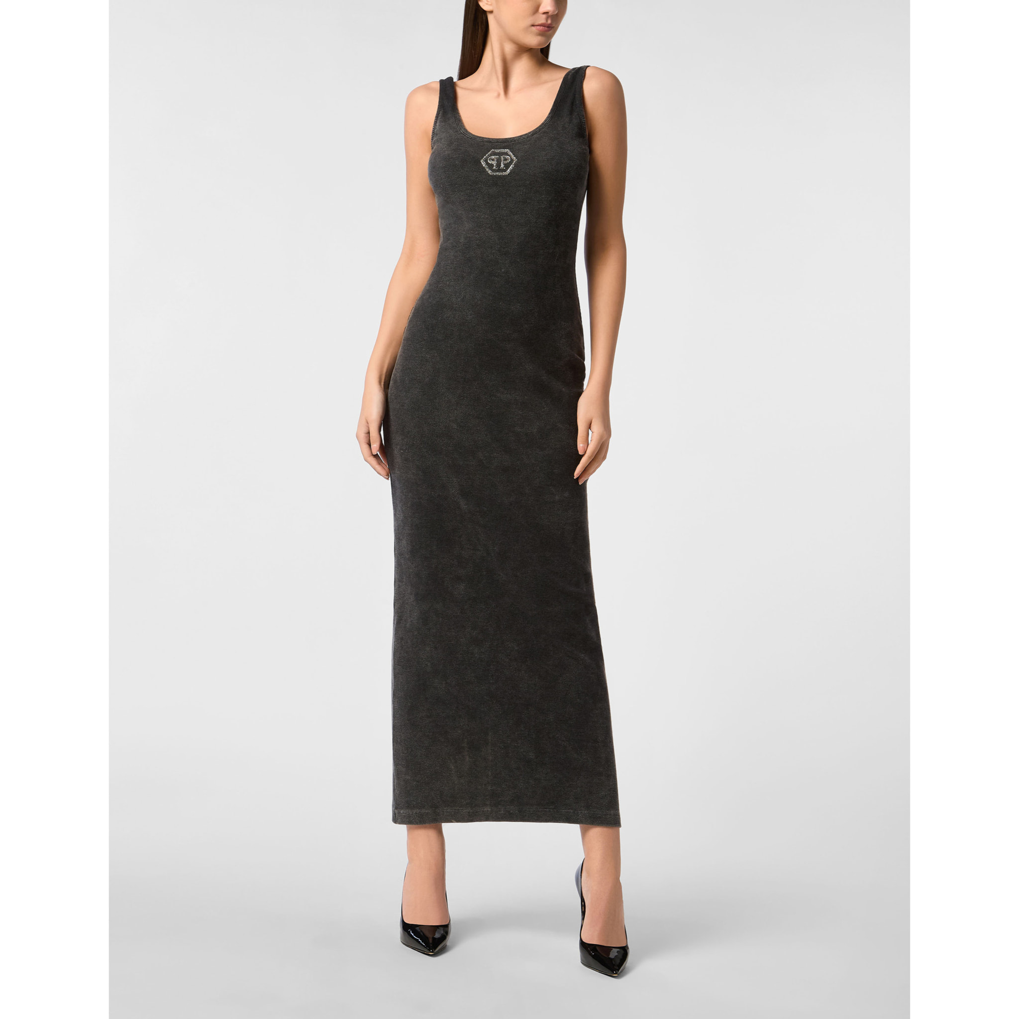 PHILIPP PLEIN Vestido largo de tirantes HEXAGON