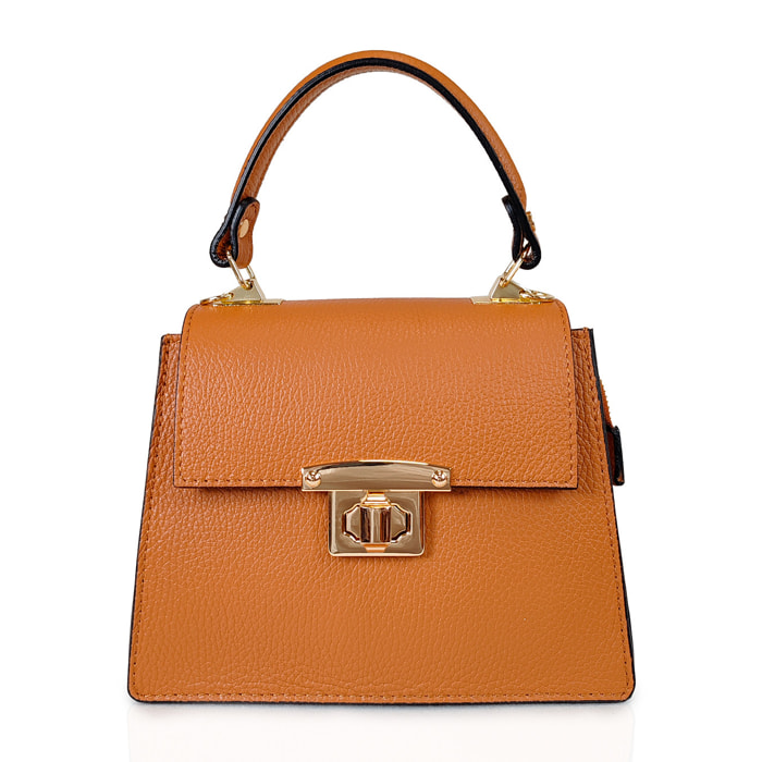 Borsa Donna in vera pelle Made in Italy colore Marrone dimensioni cm 22x17x10