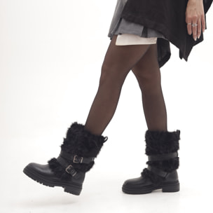 STIVALETTO FUR CINTURINI NERO