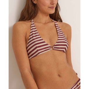 Top de bikini halter con rayas