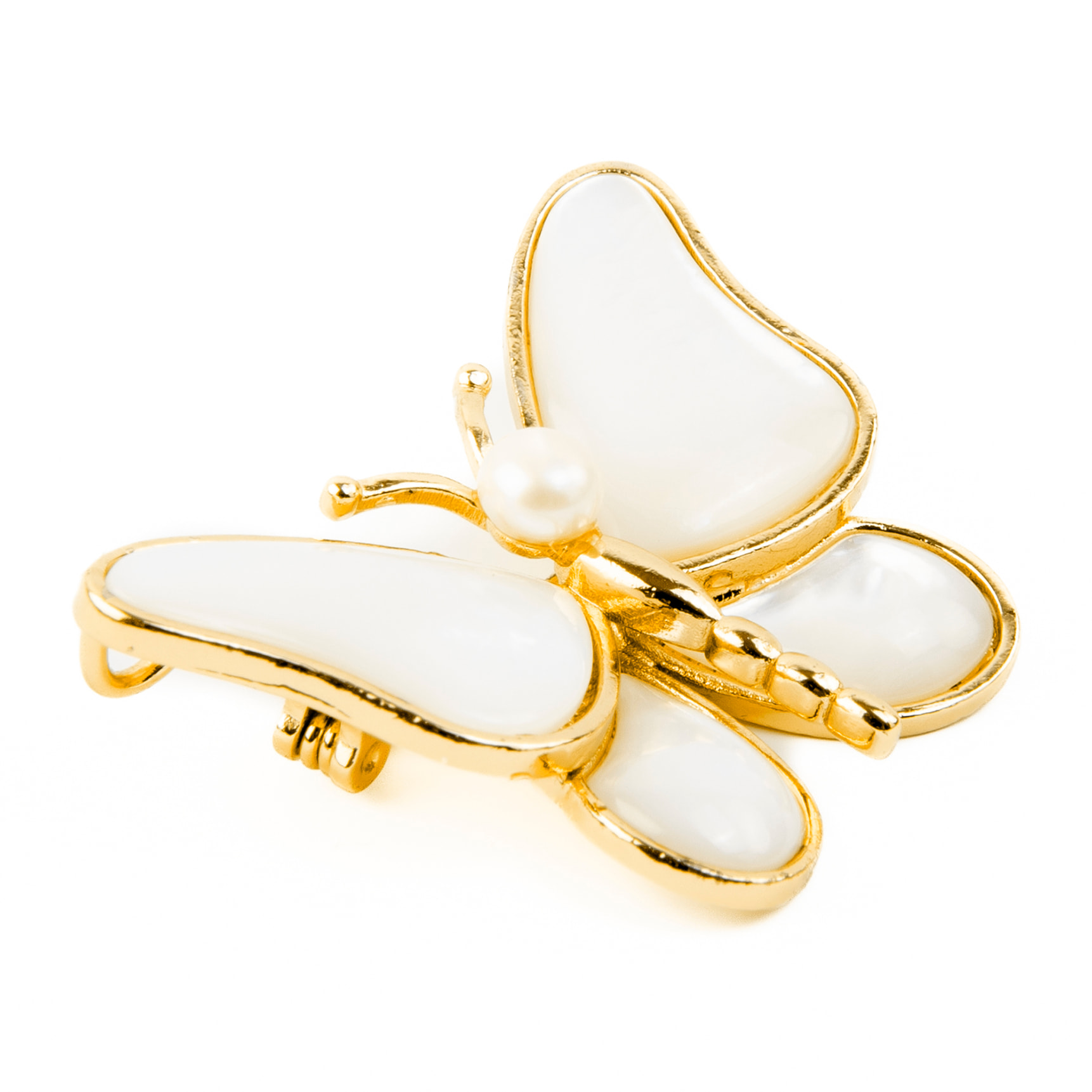 Broche con Madreperla Blanca acabados en oro amarillo de 18K