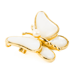 Broche con Madreperla Blanca acabados en oro amarillo de 18K