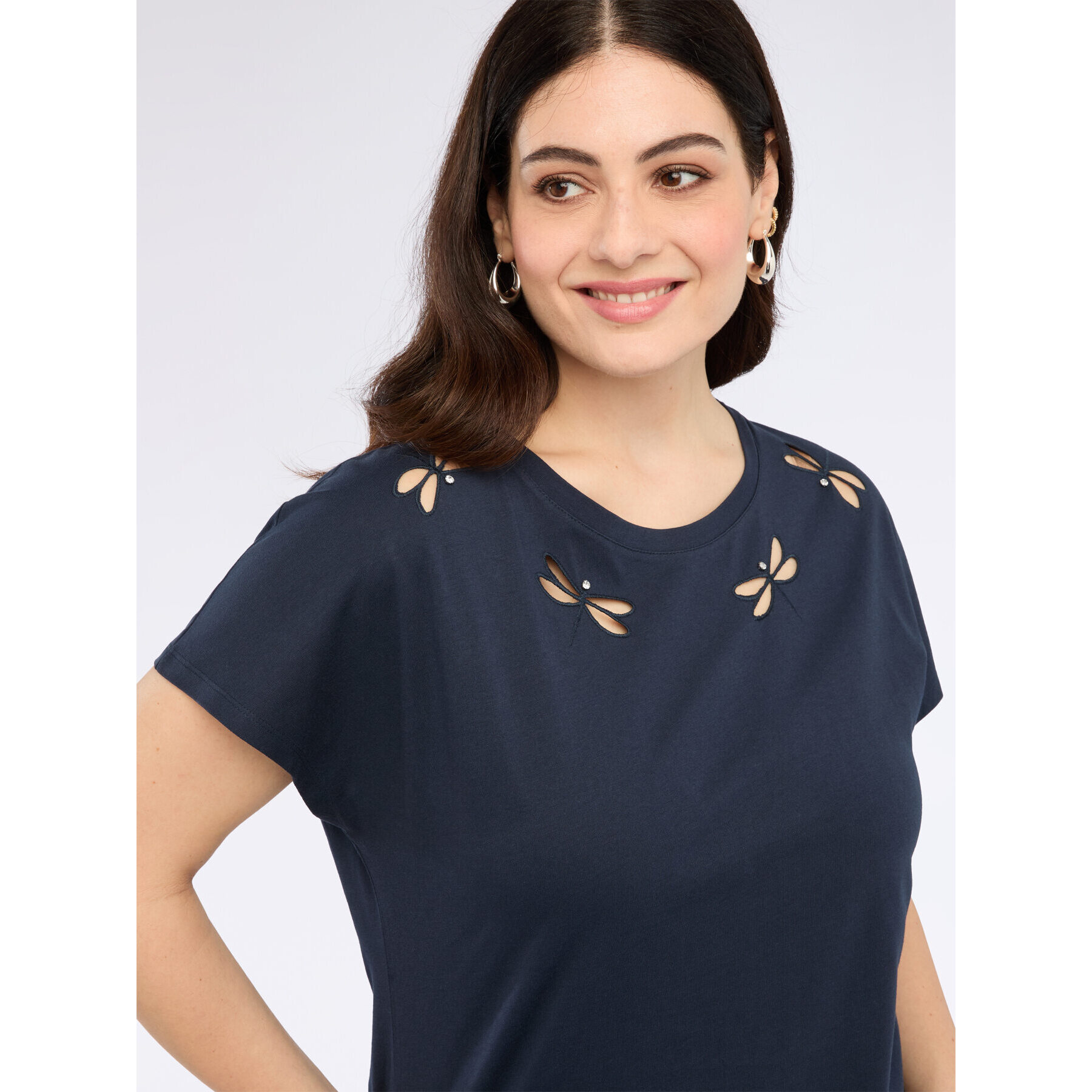 Fiorella Rubino - Camiseta con detalle de libélula - Azul