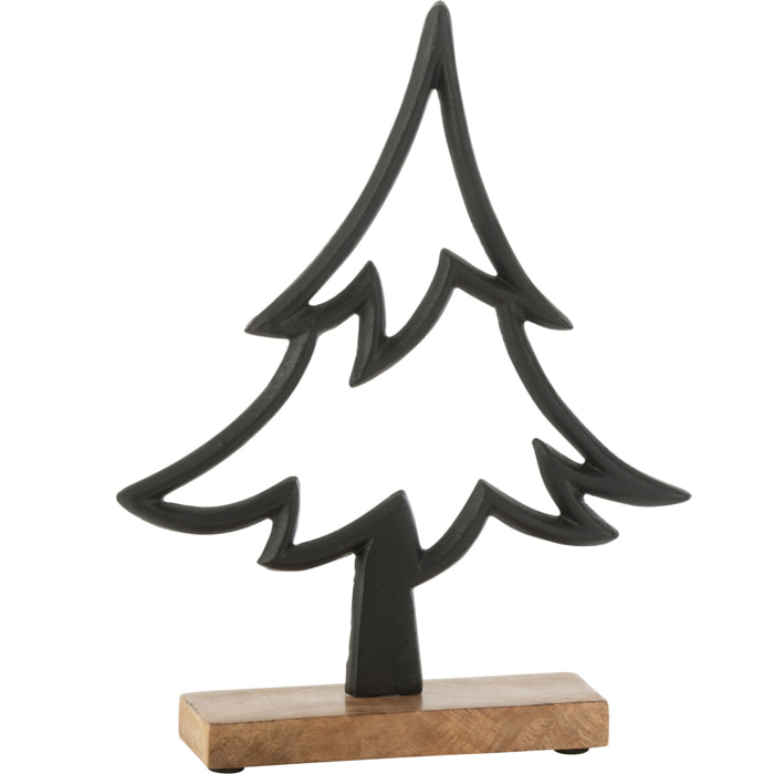 J-Line décoration Sapin Sur Pied - aluminium/bois - noir - large