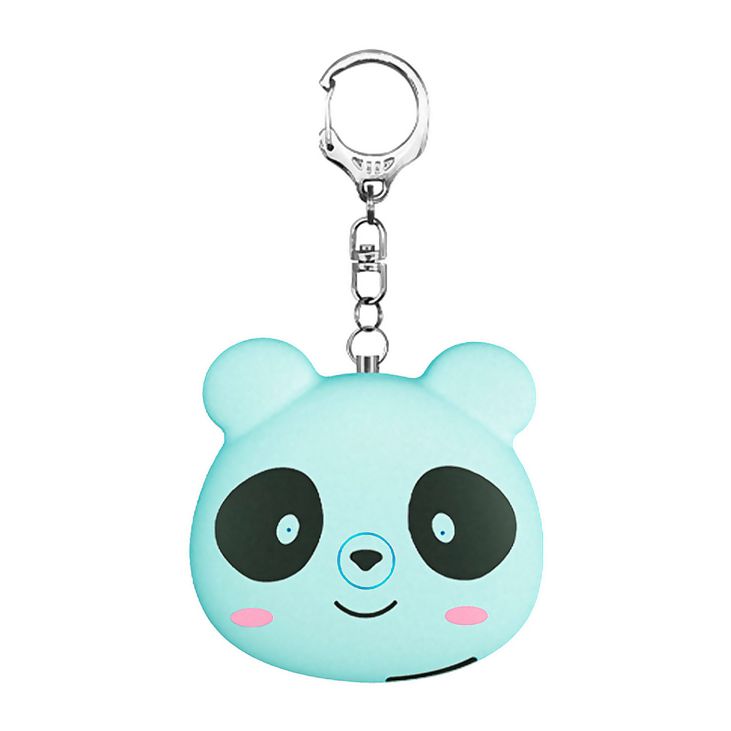 Allarme SOS personale con design panda e suono di 130dB. Batteria ricaricabile e attivazione rapida tirando l'anello.