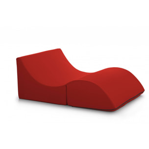 Letto pieghevole Annabella, Pouf trasformabile in letto matrimoniale, 100% Made in Italy, Pouf trasformabile in una chaise longue in ecopelle, Cm 100x200h70, Rosso