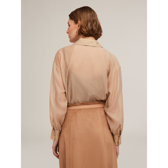 Motivi - Camicia misto lyocell con piccole borchie - Beige