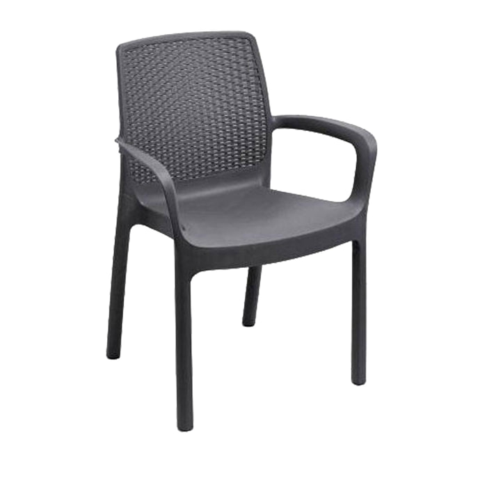 Sedia da esterno Viterbo, Seduta da giardino, Sedia per tavolo da pranzo, Poltrona outdoor effetto rattan, 100 % Made in Italy, Set da 4, Cm 54x60h82, Antracite