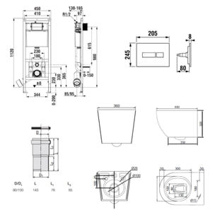 Pack WC bâti-support + WC suspendu sans bride Ceramia PixL avec abattant SoftClose + plaque (ROCEPXWT04-FR)