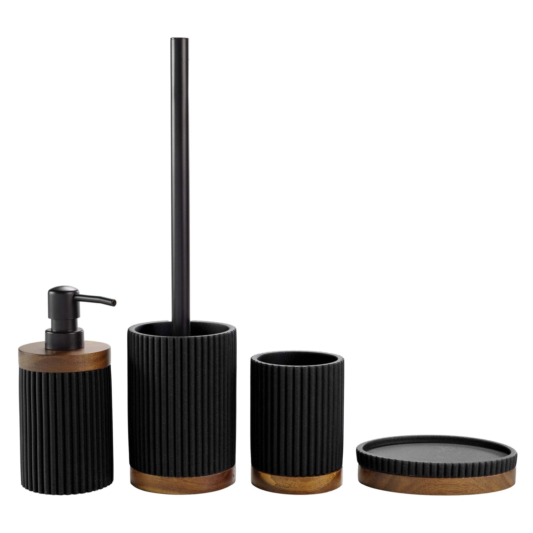 Brosse WC en acacia - Noir