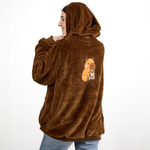 Sweat Plaid - THE CONCEPT FACTORY - Capuche - Sherpa - Marron