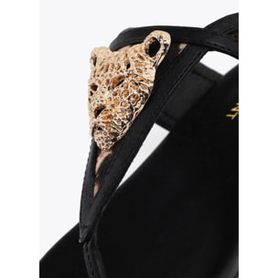 Sandalo basso con stampa animalier e applicazione metallica