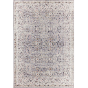 OTTOMAN - Tapis à poils courts doux à motif floral classique gris