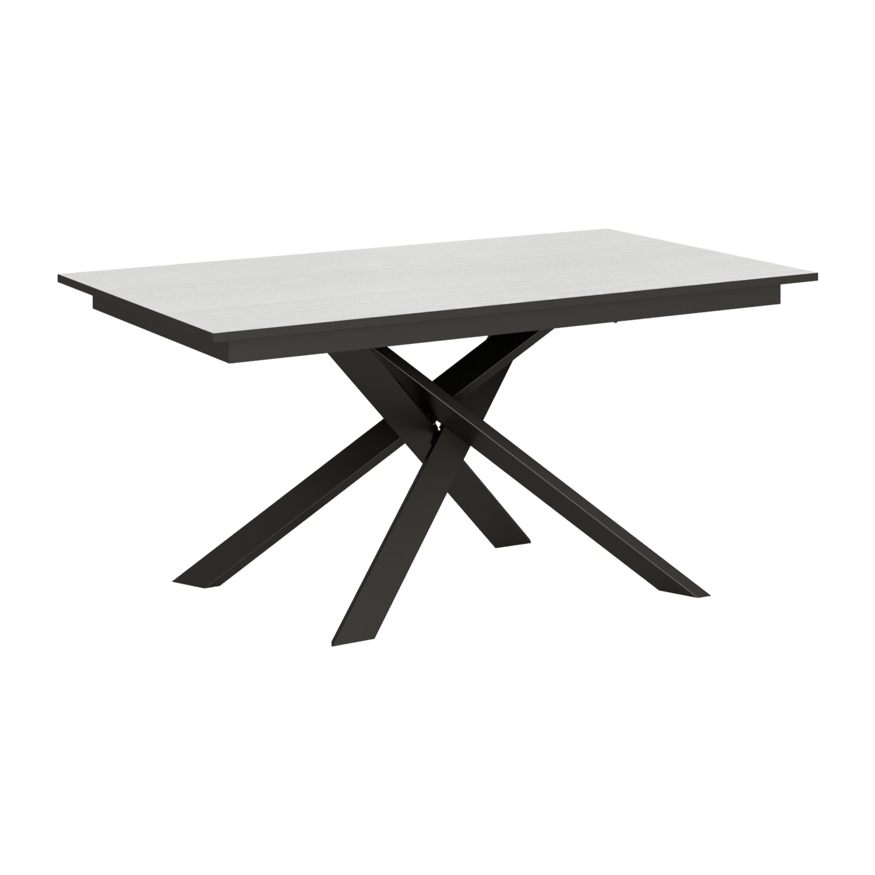 Table extensible 90x160/220 cm Ganty Frêne Blanc bande de chante Anthracite cadre Anthracite