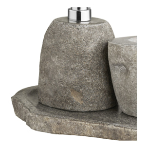 Set bagno Gara in pietra riverstone — dispenser, portaoggetti e vassoio