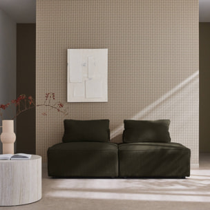 Lot de 2 chauffeuses pour canapé modulable velours côtelé vert foncé avec un coussin