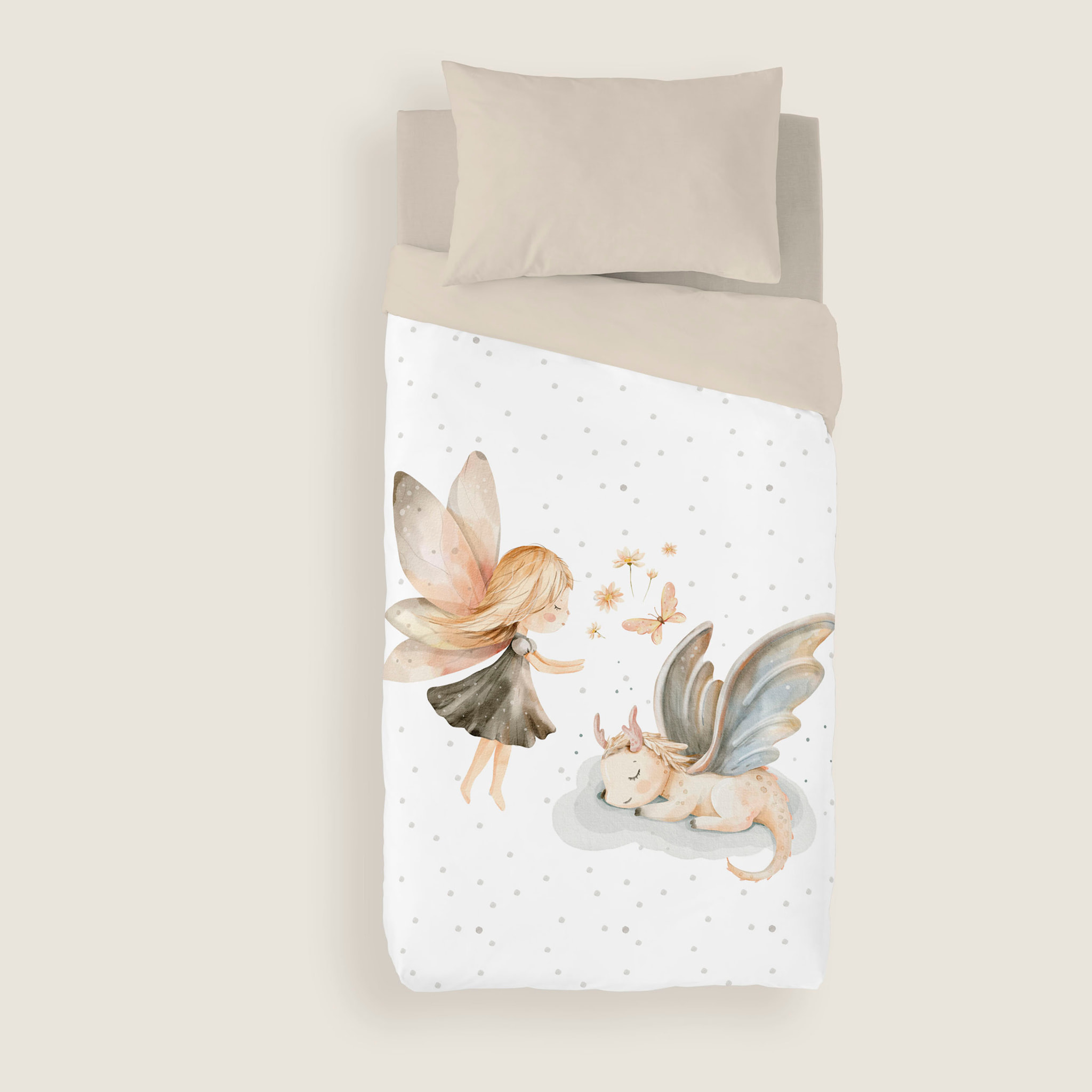 Naturals - Funda Nórdica Estampada - Infantil - 100% Algodón - Incluye 1 Funda de Almohada - Elia