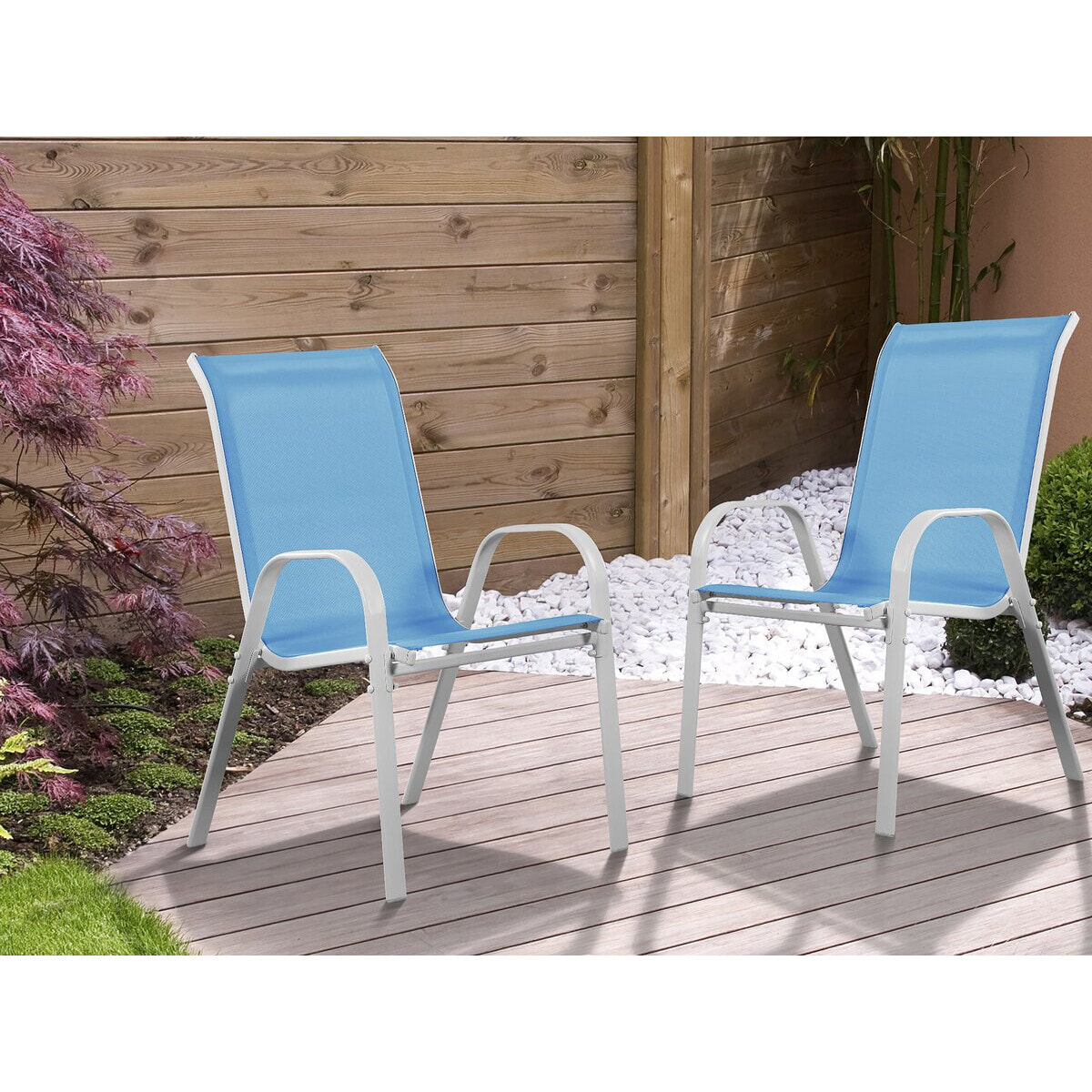 Fauteuil jardin Textilène "Cordoba" - Phoenix - Bleu - Lot de 2