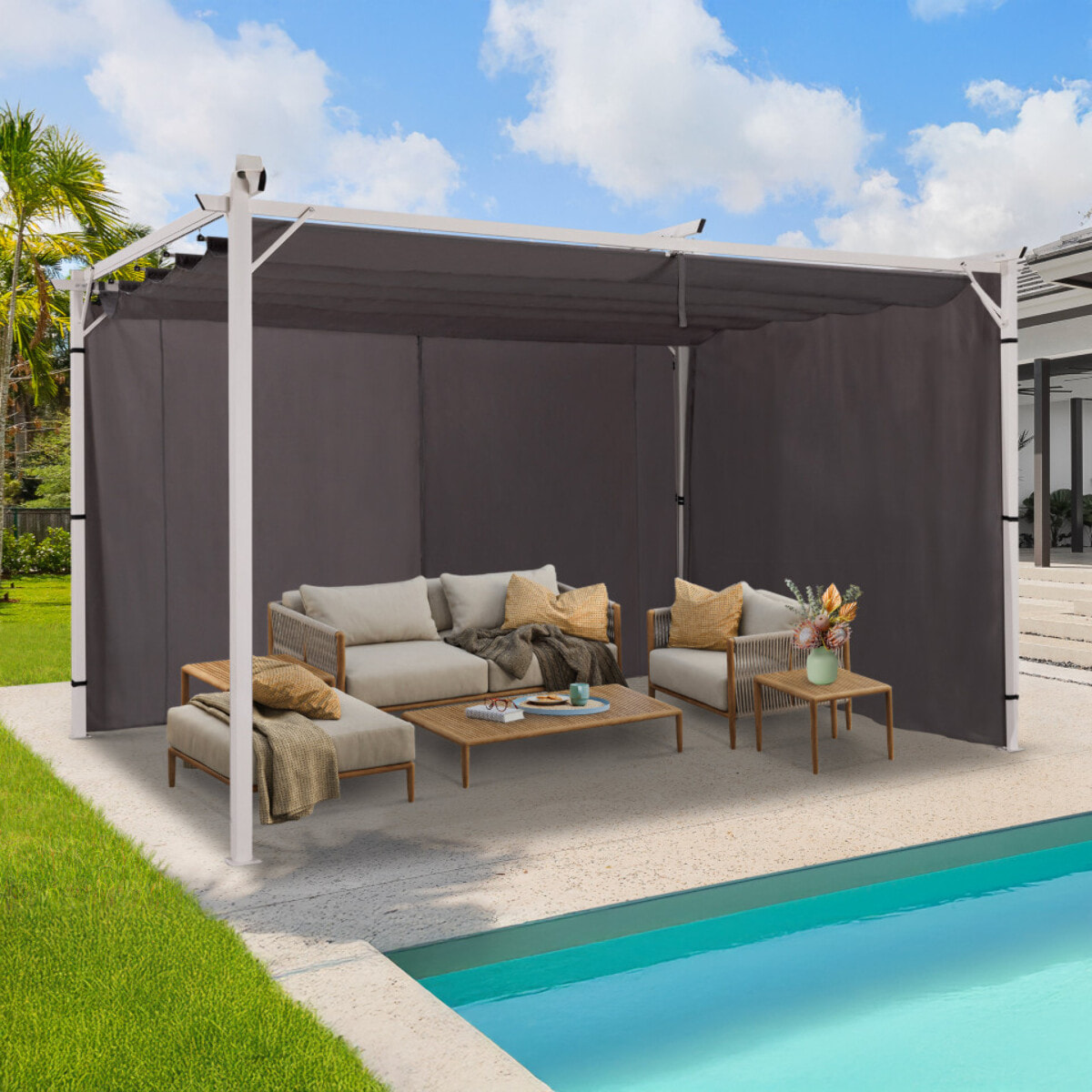 Rideaux universels pour pergola - lot de 2