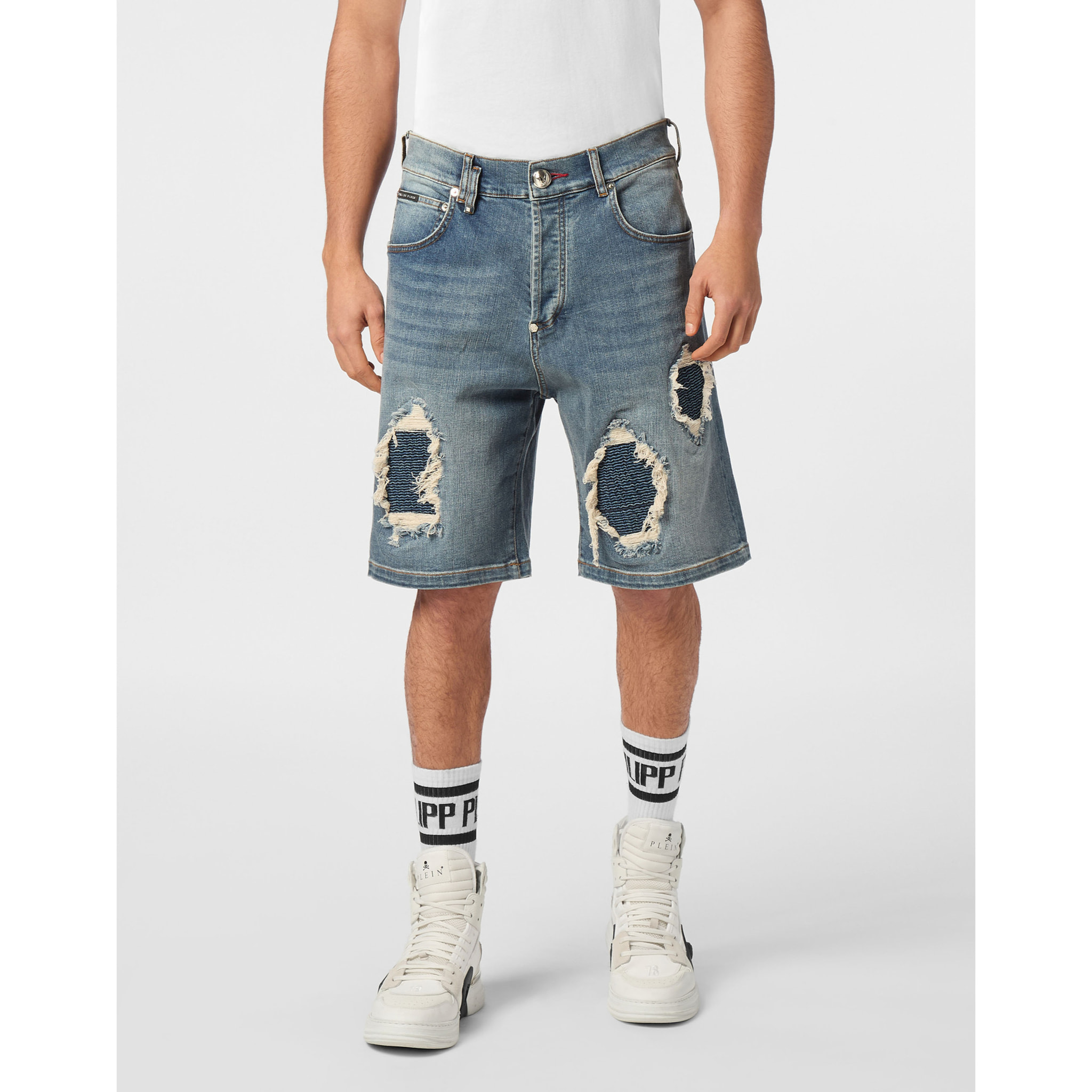 PHILIPP PLEIN PANTALONCINI DI JEANS