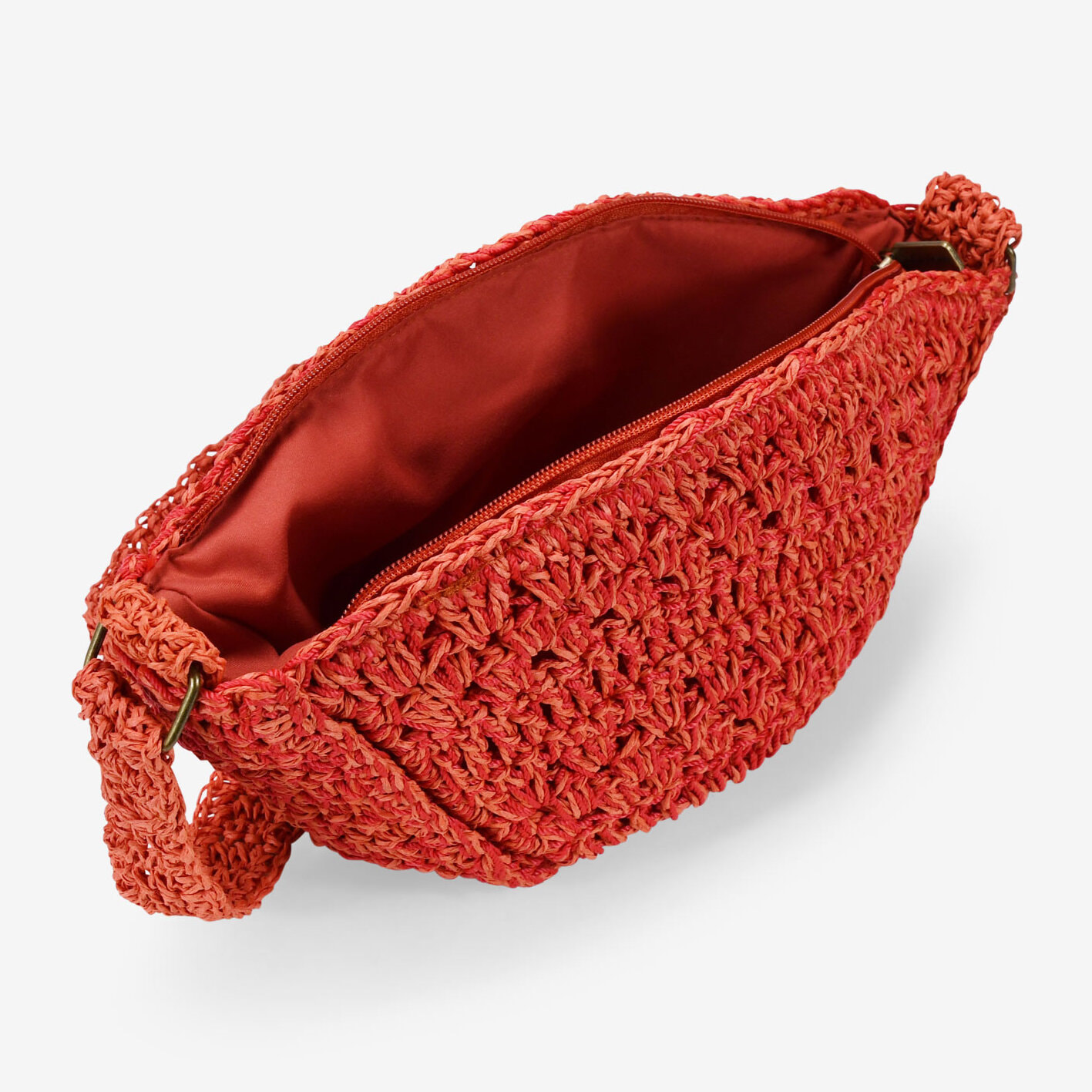 Bolso bandolera rojo en rafia
