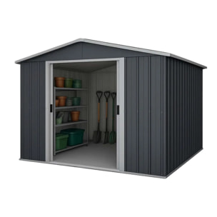 Abri de jardin métal anthracite Yardmaster 11,03 m² + kit d'ancrage