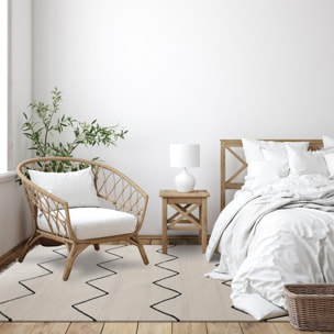 Tapis kilim Reversible Huku tissé à la main en laine beige motif berbère