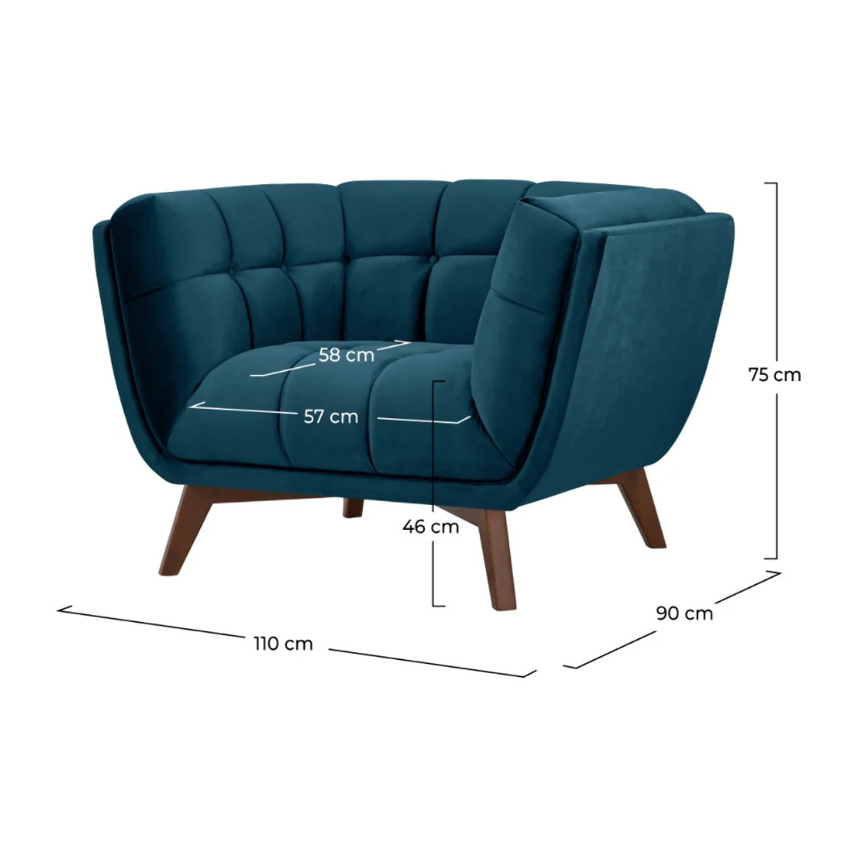 Fauteuil en velours bleu foncé - Mona