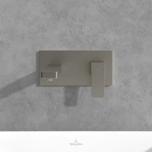 Mitigeur lavabo mural Architectura Square avec vidage Push Open Brushed Nickel Matt + corps encastré