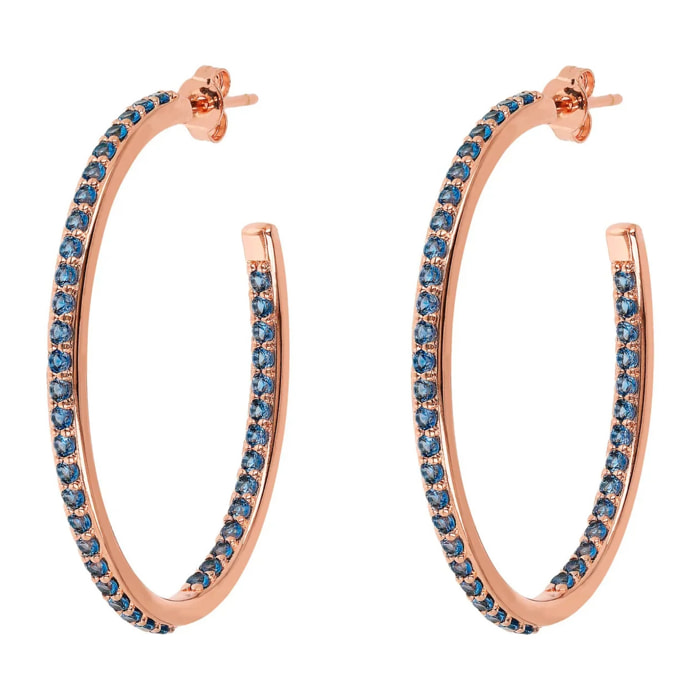Orecchini a Cerchio Ovali con Cubic Zirconia Rosse