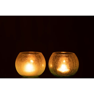 J-Line photophore Boule Craquele - verre - bleu - medium - 2 pcs