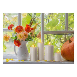 Quadro con led fiori bianco rettangolare cm40x30x1,8