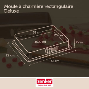 Set à pâtisserie avec 1 Moule à gâteaux rectangulaire à charnière, 1 spatule Zenker et 2 bols à mixer en inox Fackelmann