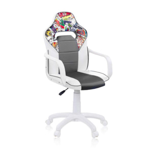 Silla gaming sticker gris DRW Sticker - Blanco - Gris DRW