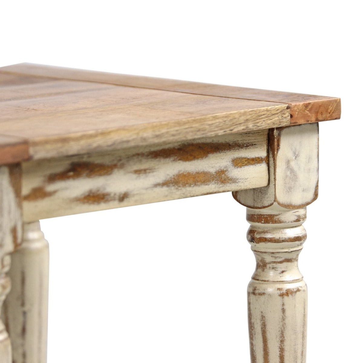 Tavolino quadrato in legno di mango beige decapato 40x40x40 cm - Salento