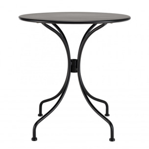 MALO - SALON DE JARDIN 2 PERS. - Table ronde 70x70cm et 2 fauteuils beiges et noirs en cordage