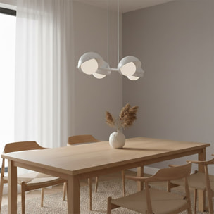 Lampada a sospensione BOOM a quattro luci in acciaio bianco opaco