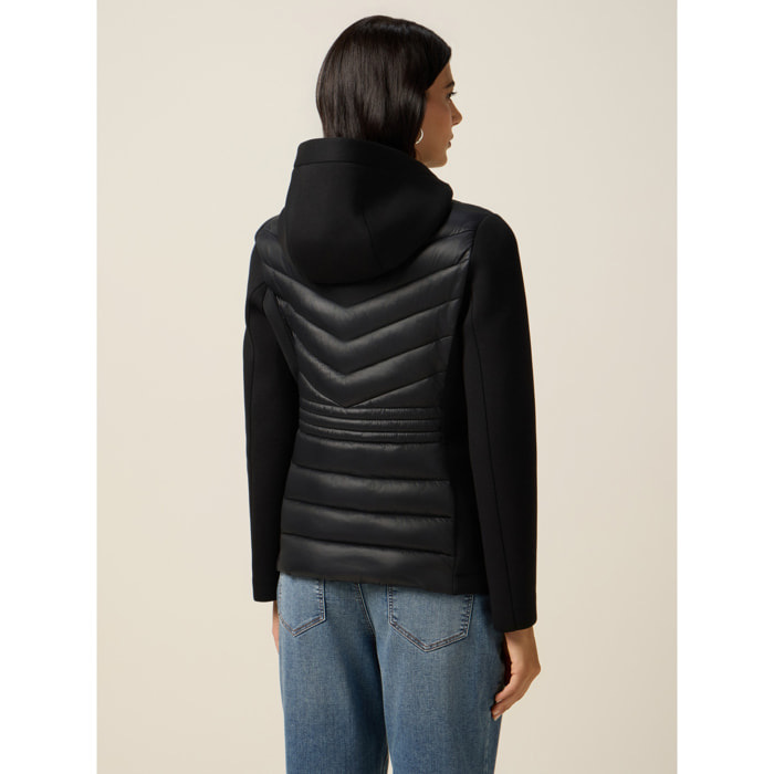 Oltre - Piumino lightweight con dettagli in scuba - Nero