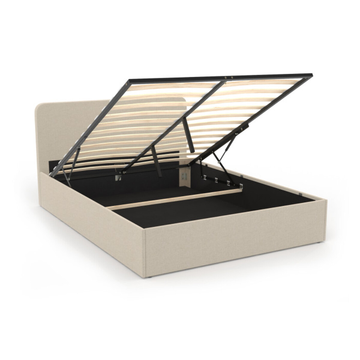 Lit avec tete de lit arrondie Louise - Beige
