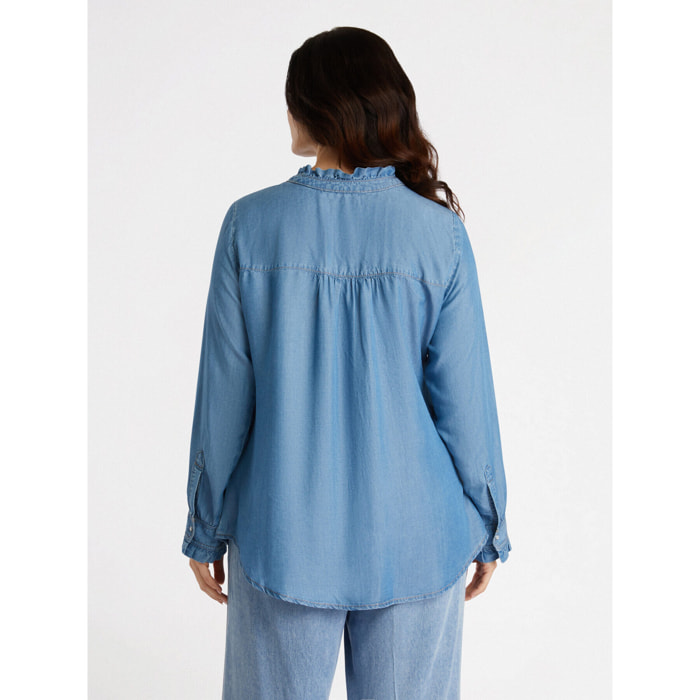 Fiorella Rubino - Camisa de tejido vaquero, lavado claro - Light - blue
