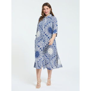Fiorella Rubino - Vestido camisero estampado bandana - Azul