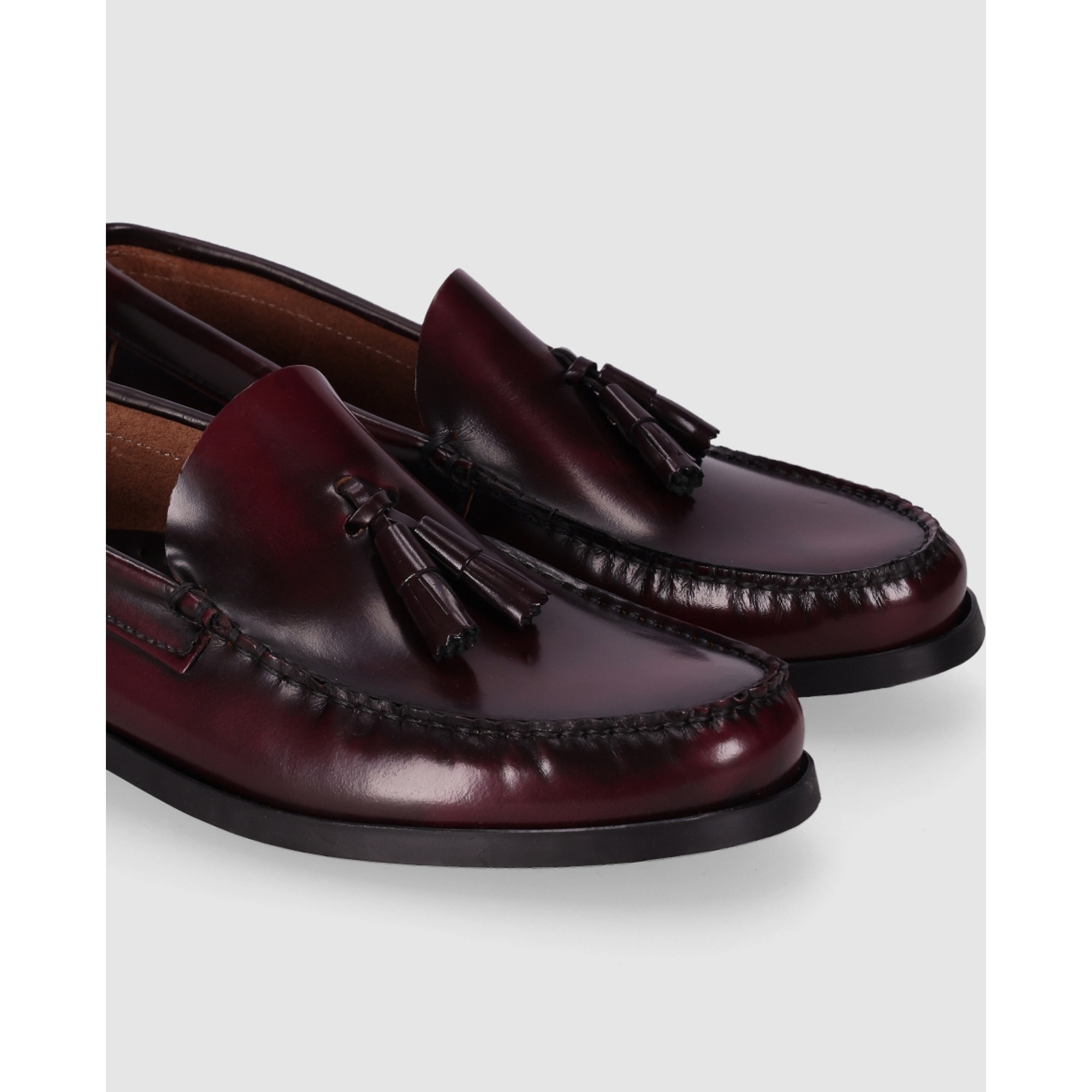 Zapatos de Piel - Burdeos - Tacón: Bajo