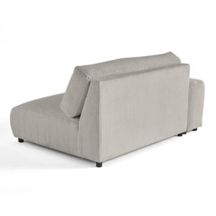 Garance - module d'assise 3 places avec accoudoir gauche - en velours côtelé - Gris clair
