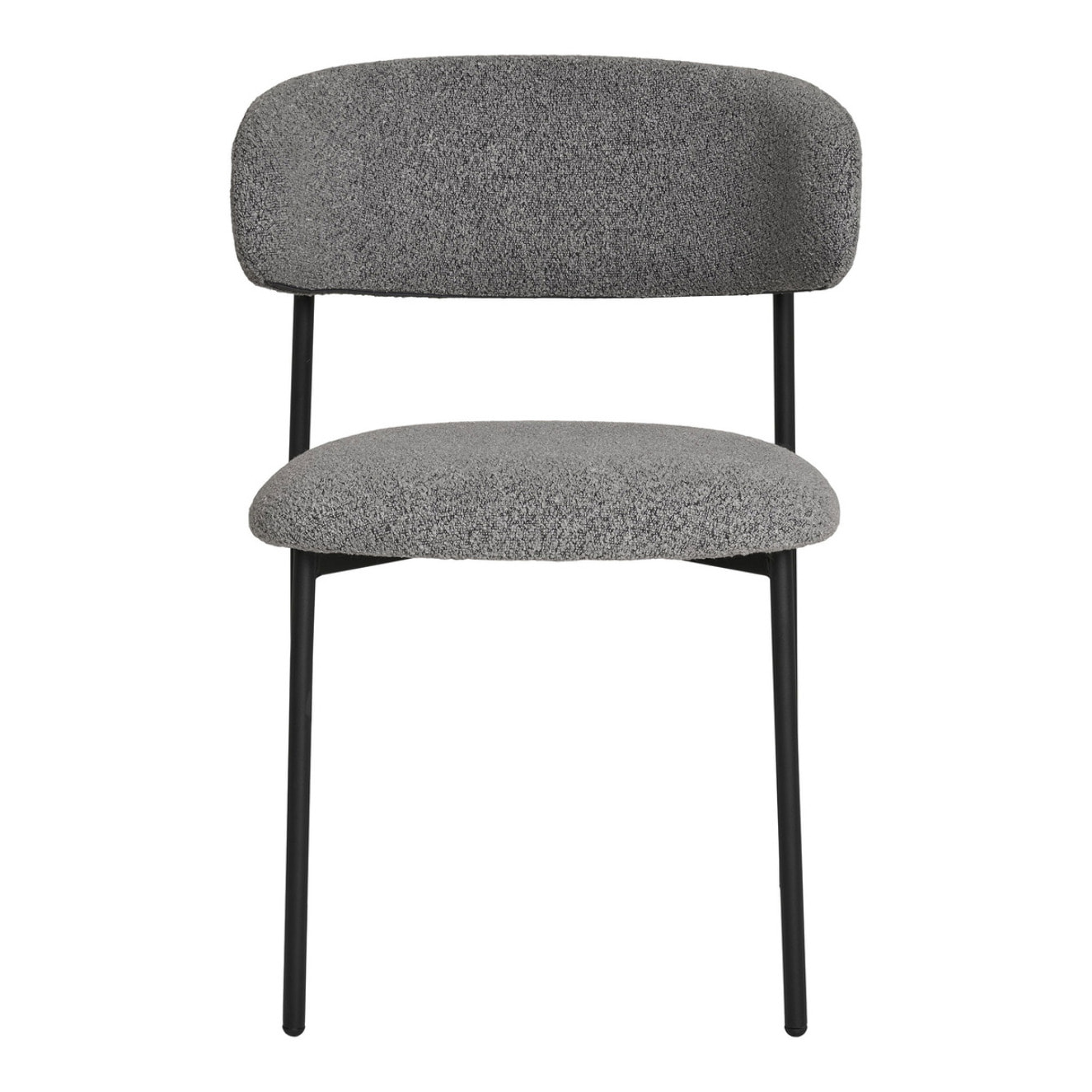 Set 2 sedie da pranzo Mira in Bouclé Grigio Chiaro con Gambe Nere