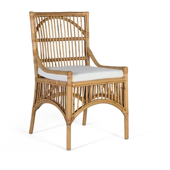 Silla de Rattan Natural 53 Cm Estilo Mediterráneo