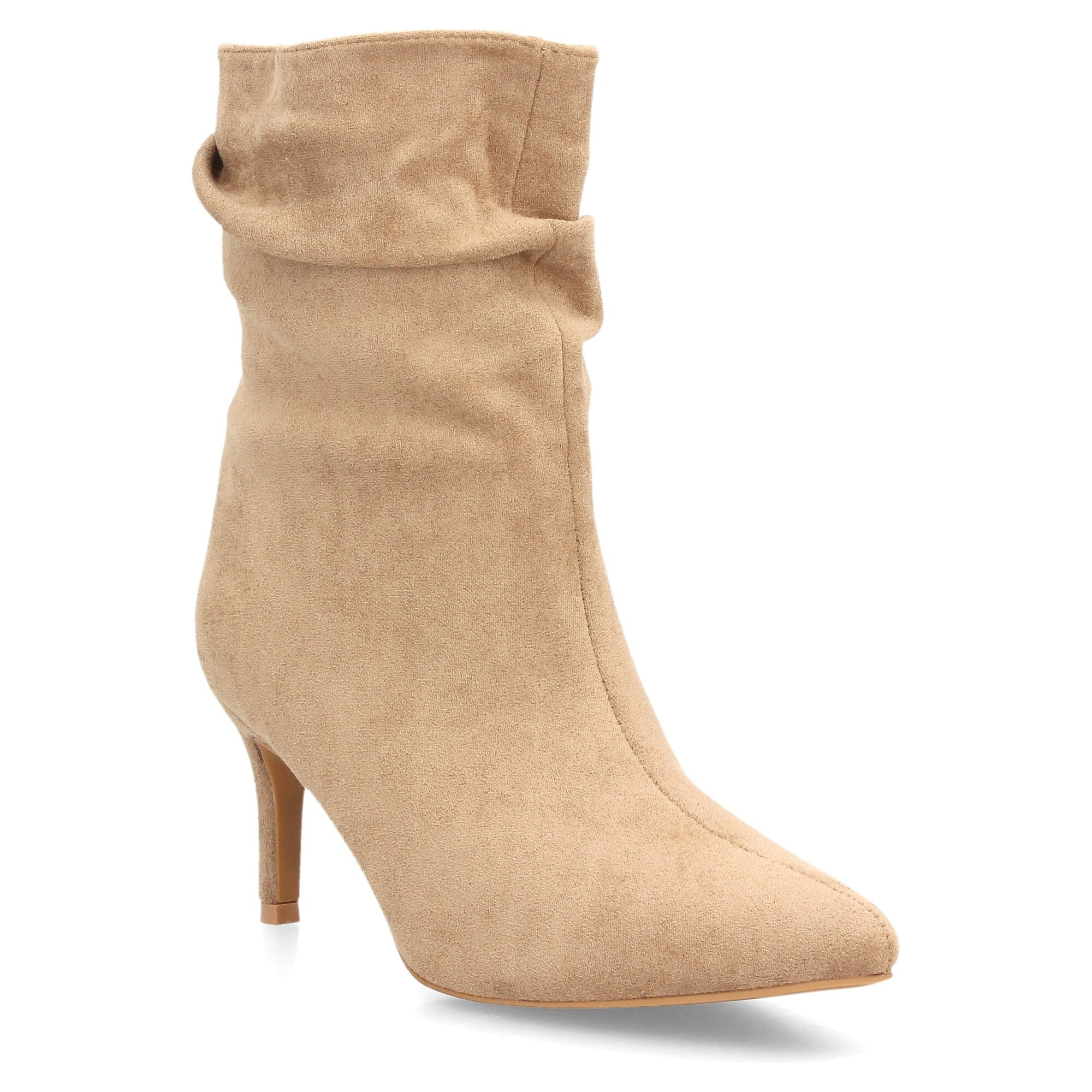 Botines de tacón fino con caña arrugada para mujer