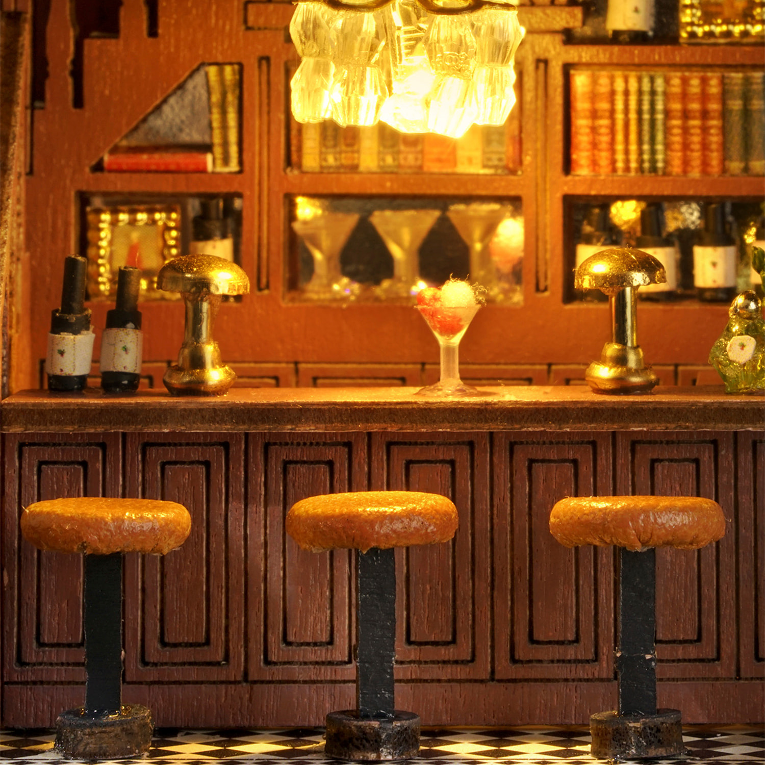 Restaurante Garden. Maqueta 3D con diseño de panel de puerta abierta, realista con gran detalle y luces led.